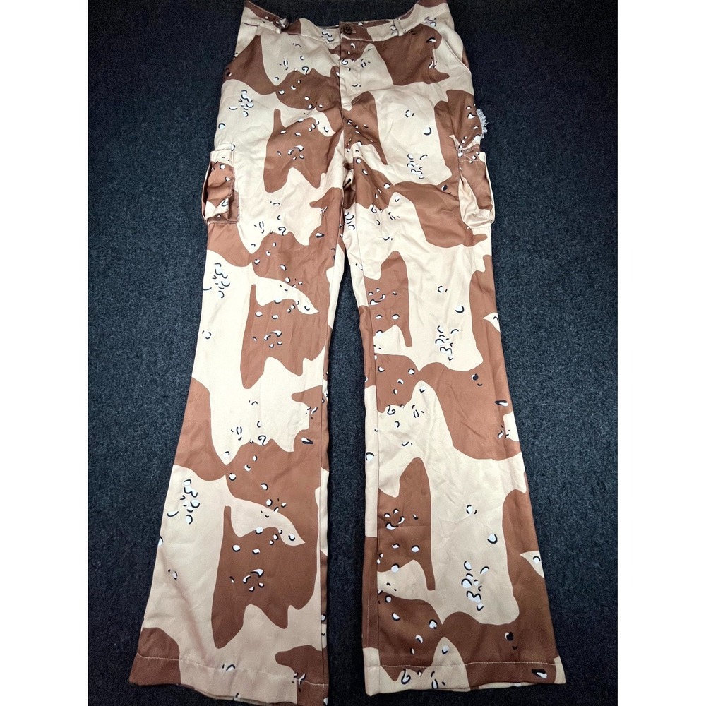 Badds Two Cargo Pants Womens M Brown Tan Chocolate Chip Desert Camo Style Flared